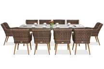 Eine exklusive Essgruppe mit großem Tisch Cordoba für 10 Personen Garden Point braun