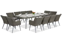 Eine exklusive Essgruppe mit großem Tisch Cordoba für 12 Personen Garden Point grau