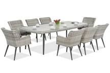 Eine exklusive Essgruppe mit großem Tisch Córdoba für 8 Personen Garden Point weiß