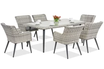 Exklusive Rattan-Essgruppe Cordoba für 6 Personen Garden Point weiß