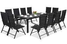 Gartenmöbel aus Aluminium Polywood mit einem großen Tisch Verona für 12 Personen Black Garden Point