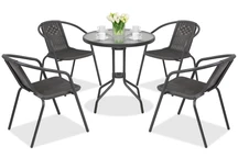Gartenmöbel aus Metall Modena / Bergamo für 4 Personen mit kleinem Tisch Garden Point anthrazit