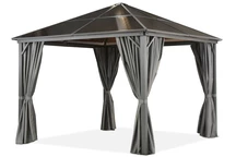 Milos 3x3m Pavillon mit Vorhängen Garden Point grau