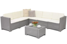 Polyrattan-Ecke mit Colorado Corner 6 Tisch grau Bica