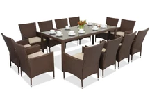Polyrattan Gartenmöbel Milan / Grenada 12 mit großem Tisch Garden Point braun