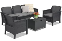 Polyrattan-Möbelset mit 3-Sitzer-Sofa Venezia Coffee Box 5 Anthrazit Bica mit Truhe