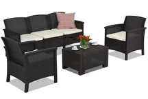 Polyrattan-Möbelset mit Venezia Coffee 5 Bica 3-Sitzer-Sofa, braun