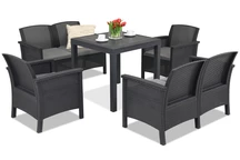 Polyrattan Set mit Tisch Venezia Dallas Comida 6 Anthrazit Bica