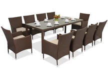 Rattan Gartenmöbel Milan / Grenada 10 mit großem Tisch Garden Point braun