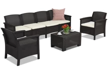 Rattangarnitur mit erweitertem Sofa Venezia Coffee 6 Max Bica, braun