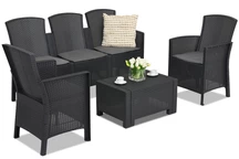 Set aus Techno-Rattan-Möbeln mit einem 3-Sitzer-Sofa Lido Coffee 5, Anthrazit Bica
