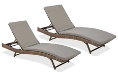 Set aus zwei braunen Bermuda Garden Point Sonnenliegen aus Rattan