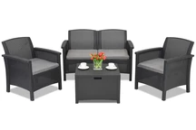 Venezia Coffee Box 4 Tech Rattan Set Anthrazit Bica mit einer Box