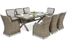 London Polyrattan Tafelservice für 8 Personen Garden Point Cappuccino