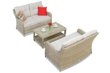 Polyrattan-Möbelset Toledo Coffee mit kleinem Tisch für 4 Personen, beige Garden Point