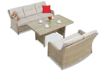Toledo Apetito Techno Rattan Set mit Esstisch für 5 Personen, beige Garden Point