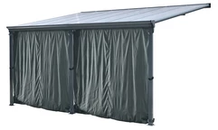 Aluminium-Terrassenüberdachung San Diego mit Vorhängen 4,9 x 2,9 CoverTech anthrazit