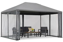 Anthrazitfarbener Gartenpavillon mit Moskitonetz Madrid 3 x 4m Garden Point