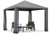 Anthrazitfarbener Metall-Pavillon mit Moskitonetz Madrid 3 x 3m Garden Point