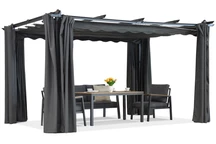 Barbados Terrassenpergola 3x4 m mit Garden Point Gardinen anthrazit