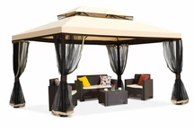 Cremefarbener Gartenpavillon mit Moskitonetz Valencia 4x4 m Garden Point