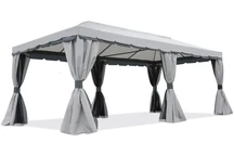  Grauer Gartenpavillon mit Vorhängen Valencia 3 x 6 m Garden Point