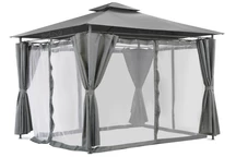 Ibiza 3x3m anthrazitfarbener Gartenpavillon mit Moskitonetz Garden Point