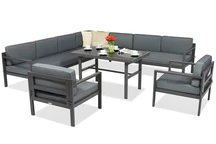 Lounge-Set mit großer Ecke Porto Comida 8 anthrazit Garden Point