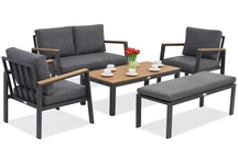 Zakintos Coffee 4 Aluminium Set mit Bank anthrazit Garden Point