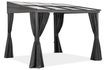 Aluminium-Terrassenüberdachung 3 x 3 m Tarragona mit Garden Point Gardinen anthrazit