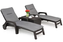 Gartenliegen mit Kissen und Tischset Sirmione duo Bica braun