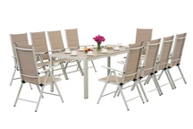 Aluminium Gartenmöbel mit großem Polywood Verona Tisch für 10 Personen Garden Point beige