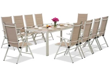 Aluminium Gartenmöbel mit großem Polywood Verona Tisch für 10 Personen Garden Point beige