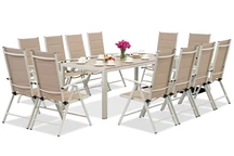 Aluminium Gartenmöbel mit großem Polywood Verona Tisch für 12 Personen Garden Point beige