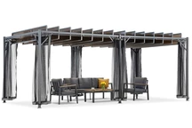 Anthrazit Paros 3x6m Terrassenpergola mit Moskitonetz Garden Point