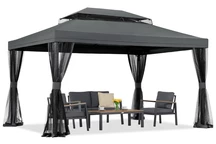 Anthrazitfarbener Gartenpavillon mit Moskitonetz Valencia 3x4 m Garden Point