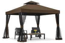Brauner Gartenpavillon mit Moskitonetz Valencia 3x3 m Garden Point