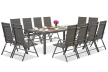 Garden Point graue Aluminium Gartenmöbel mit großem Polywood Verona Tisch für 12 Personen