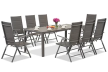 Garden Point graue Aluminium Gartenmöbel mit großem Polywood Verona Tisch für 8 Personen