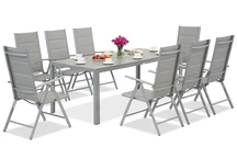 Garden Point hellgraue Aluminium Gartenmöbel mit großem Polywood Verona Tisch für 8 Personen
