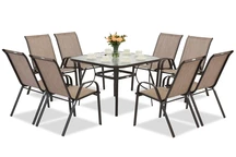 Gartenmöbelset Modena aus braunem Metall für 8 Personen mit quadratischem Tisch Garden Point