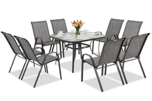 Gartenmöbelset Modena grau aus Metall für 8 Personen mit quadratischem Tisch Garden Point