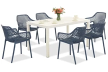 King/Aria Gartenmöbelset weiß und blau für 6 Personen Bica