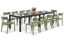 King Double/Provence anthrazitgrünes Gartenmöbel-Set für 12 Personen Bica