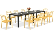 King Double/Vague anthrazit orange Gartenmöbelset für 10 Personen Bica