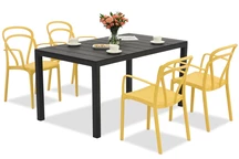 King/Vague anthrazit-orange Gartenmöbel-Set für 4 Personen Bica