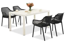 King/Aria weiß und anthrazit Gartenmöbel-Set für 4 Personen Bica