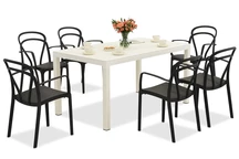 King/Vague weiß und anthrazit Gartenmöbelset für 6 Personen Bica