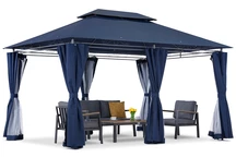 Marineblauer Ibiza 3x4m Gartenpavillon mit Moskitonetz Garden Point