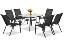 Modena schwarzer Gartentisch Möbel für 6 Personen mit Garden Point quadratischen Tisch
